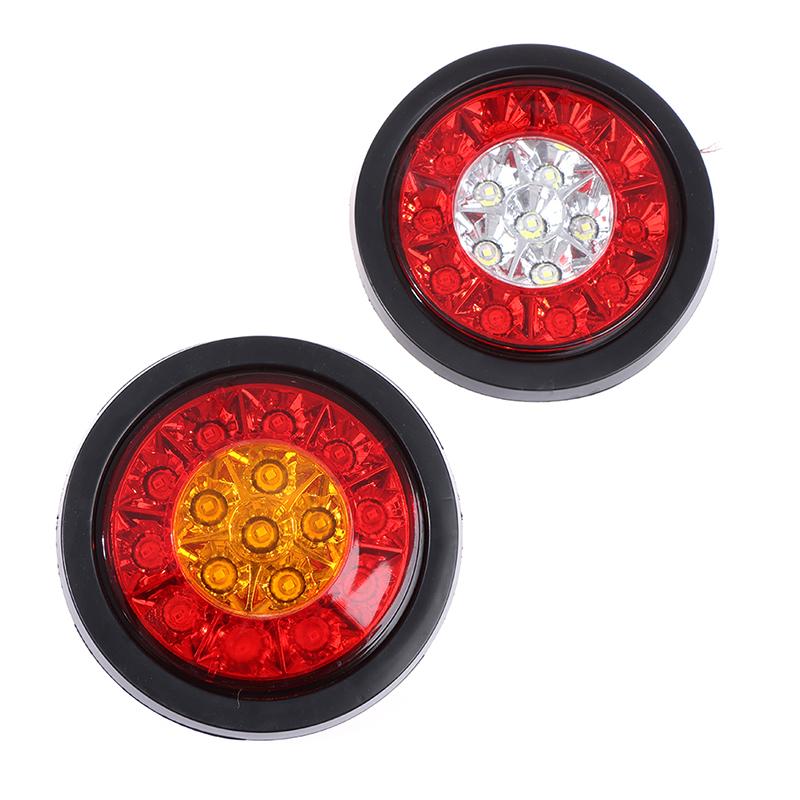 4" Round Red/Amber 16-Led Truck Trailer Brake Stop Turn Signal Tail Lights