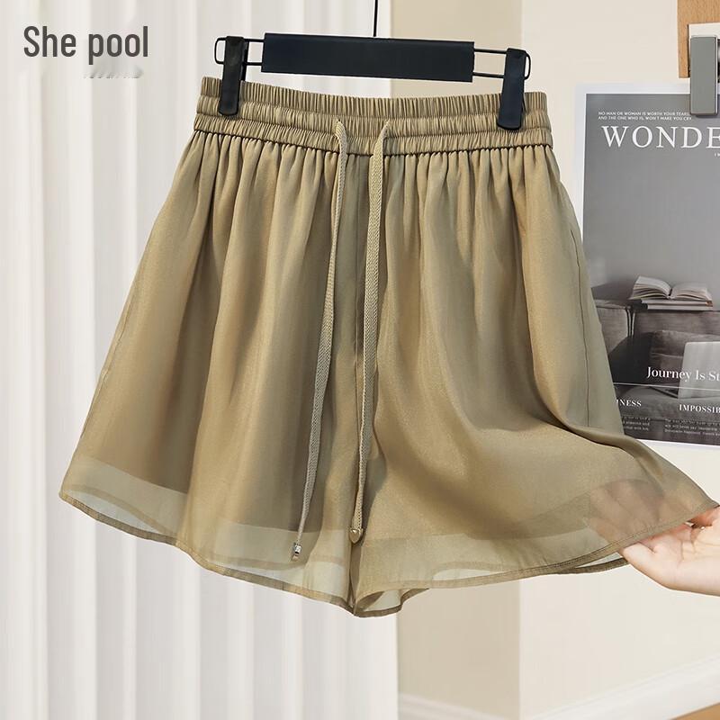 Women s Casual Mesh Wide-Leg Shorts S
