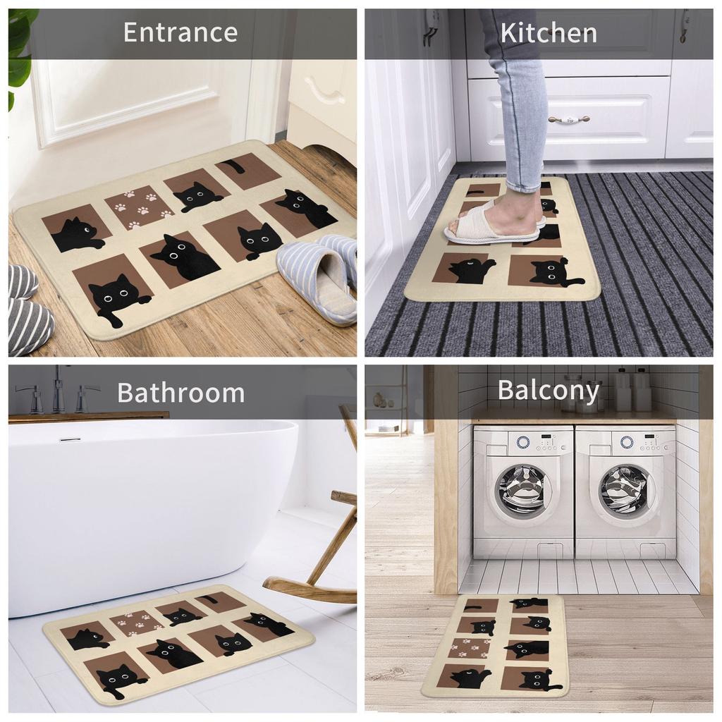 Ins Style Cartoon Black Cat Front Floor Door Entrance Mats Outdoor  Bathroom Kitchen Doormat Living Room Carpet Rug