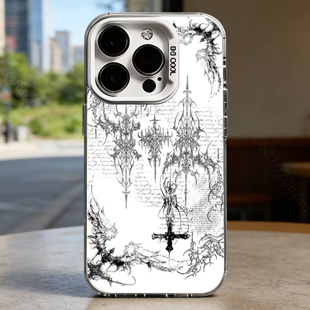 

Gothic Cross Hard Phone Case for IPhone 16 15 14 13 12 11 Pro Max Plus16E X XR XS Max shockproof Full Cover iPhone14Plus