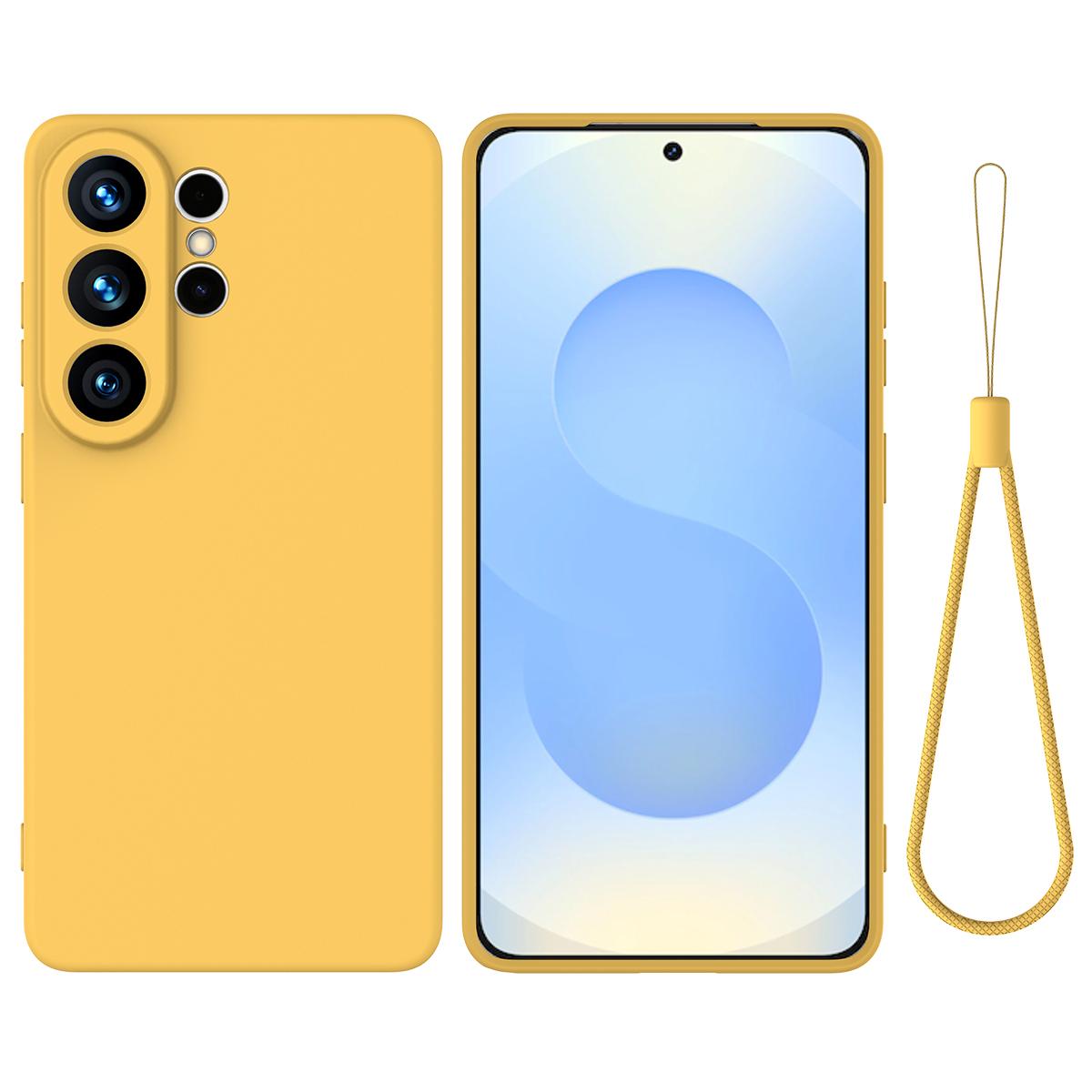 

Для Samsung Galaxy S26 Ultra Чехол из жидкого силикона Задняя крышка телефона с ремешком для руки