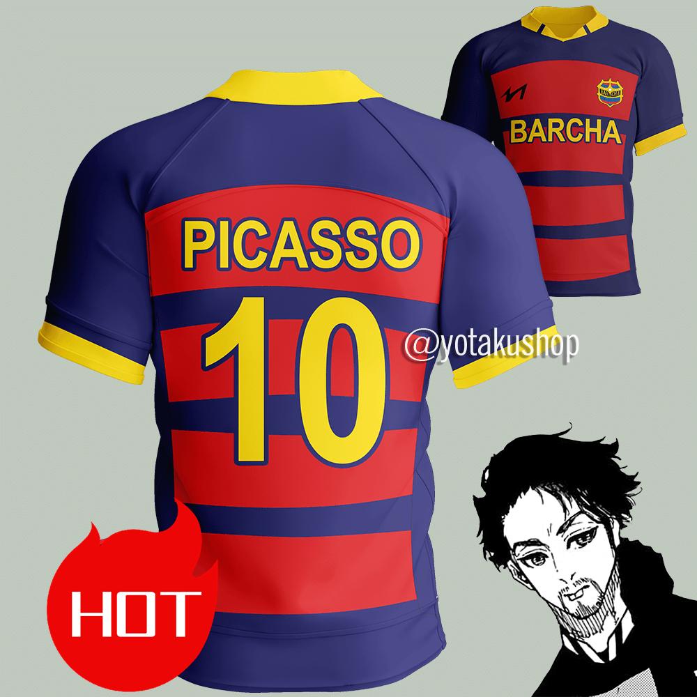 Blue Lock FC Barcha Bunny Iglesias 19 Lavinho 87 Anime Cosplay Herr V-ringad Tröja Kortärmad T-shirt Toppar Mode Anpassad T-shirt