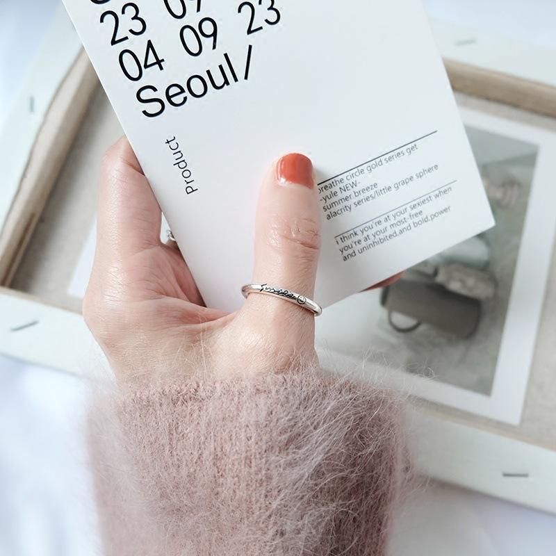 Stylish Silver S925 Chic Ring With Unique Smile Face For Fashion Womens