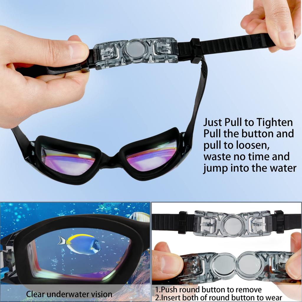 Silicone One-piece Nose Bridge Swimming Goggles with Integrated Earplugs, Waterproof, Anti-fog, High-definition, Professional Swimming Goggles for
