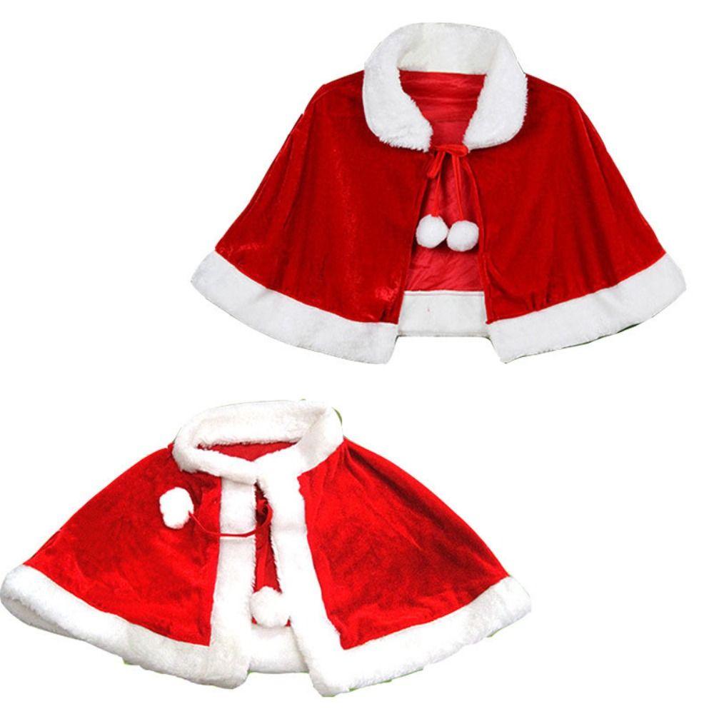 Santa Claus Costume Christmas Shawl Women Girl Party Costumes Velvet Cape Cloak  New Year Gifts