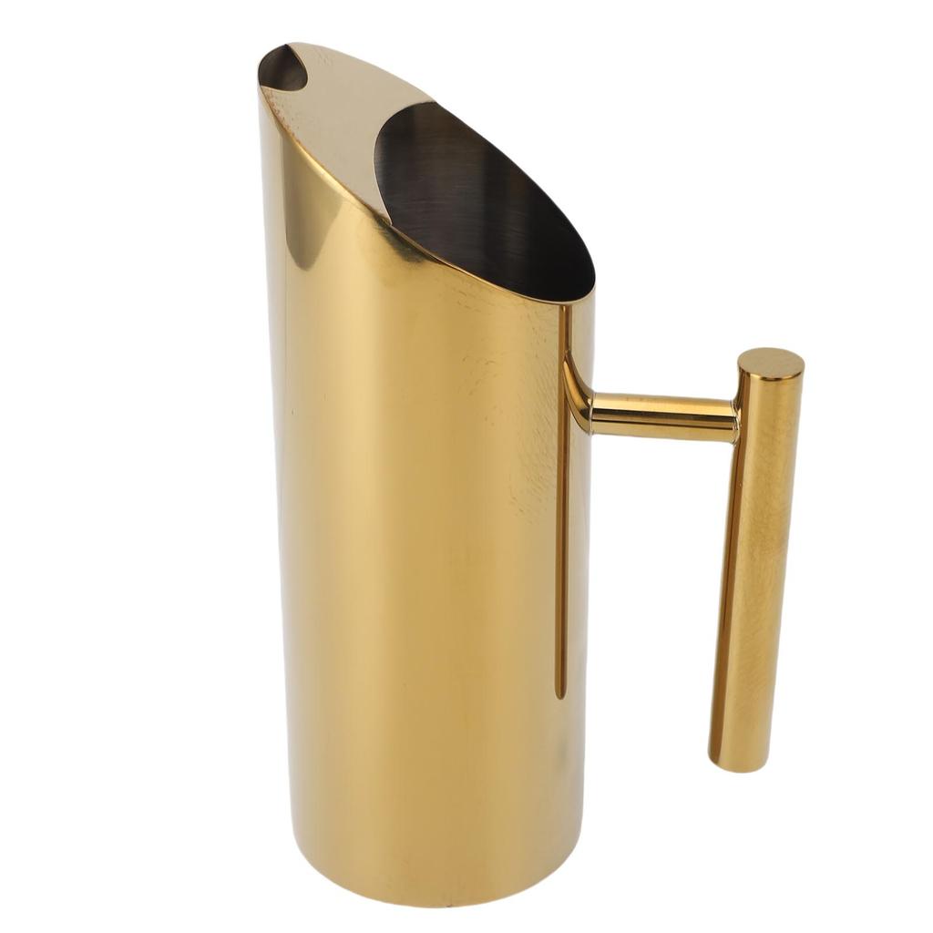 Water Pitcher 1L 304 Stainless Steel Straight Body Drink Pitcher with Spill Proof Spout for Cocktail Flower Tea Cold
