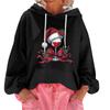 Sudadera holgada casual de manga larga con capucha y estampado navideño para mujer