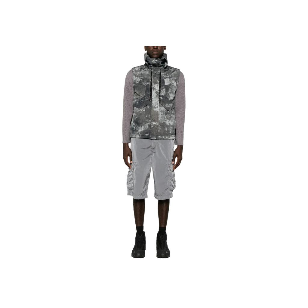Stone Island Camouflage Stand Collar Zipper Fitted Sleeveless Vest Men vest Gray 8015G06E1-V0060