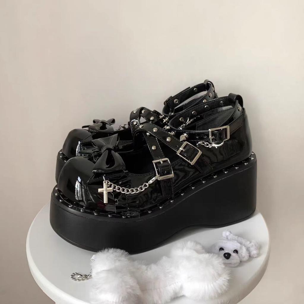 Women's single shoe element chain dark babes rivet jk small leather shoes Mary Jane shoes sweet cool subculture