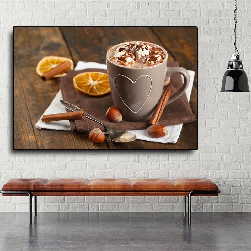 Hot Chocolate Drink HD Pictures Canvas Painting Chocolate Coffee Posters Prints for Coffee Shop Wall Decor Cuadros