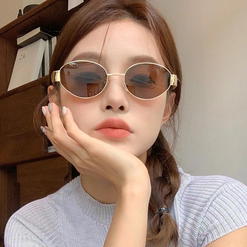 Retro Steampunk Cat Eye Sunglasses Vintage New Oval Frame Metal Sunglasses For Women Ladies Classic Uv400 Sunscreen Eyewear