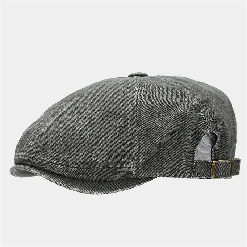 Casquettes Newsboy Imprimées en Coton Printemps Été Casquette Octogonale Homme Berets Peintre Femme Chapeaux 105 56-60cm wear grise