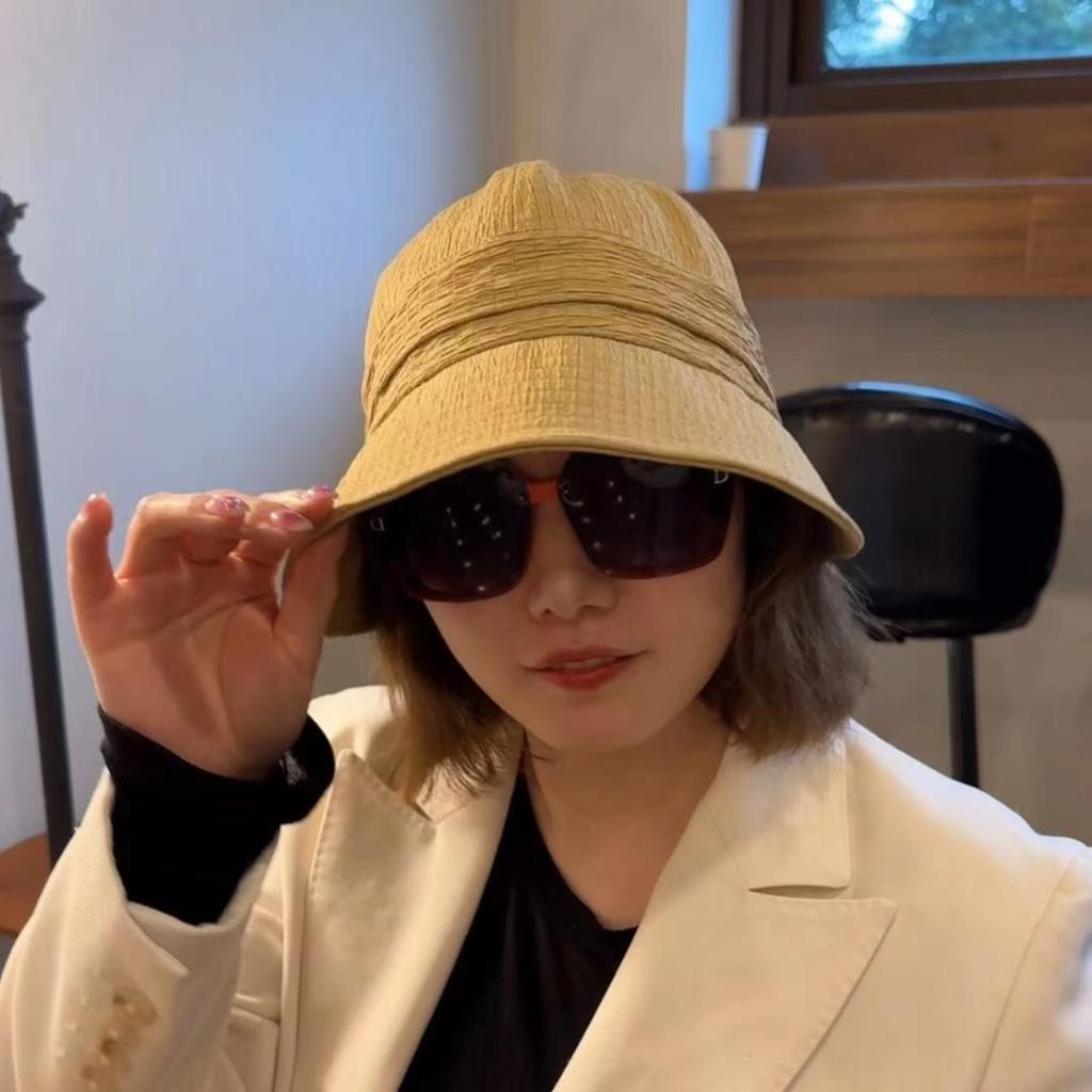 Big brim octagonal hat Thin pleats Modify face shape Temperament Versatile Spring and Autumn Fashion Fisherman's visor Summer
