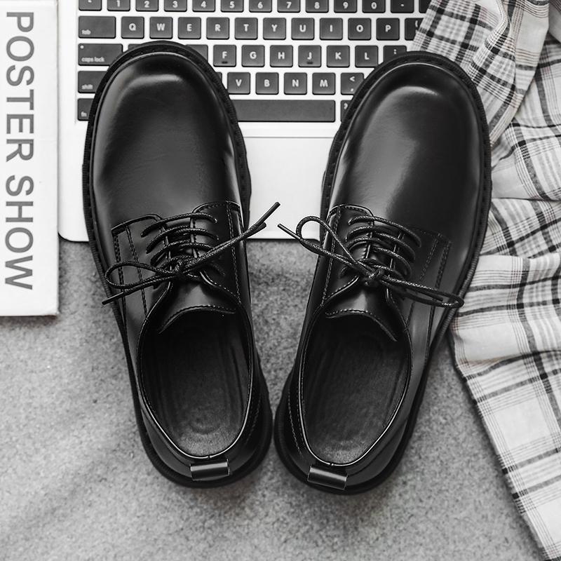 

Модные новые британские туфли на толстой подошве для вечеринок из кожи, формальные мужские туфли с большим носком и толстой подошвой, деловые повседневные туфли для мужчин, оксфорды для мужчин старшего возраста 44 чёрный