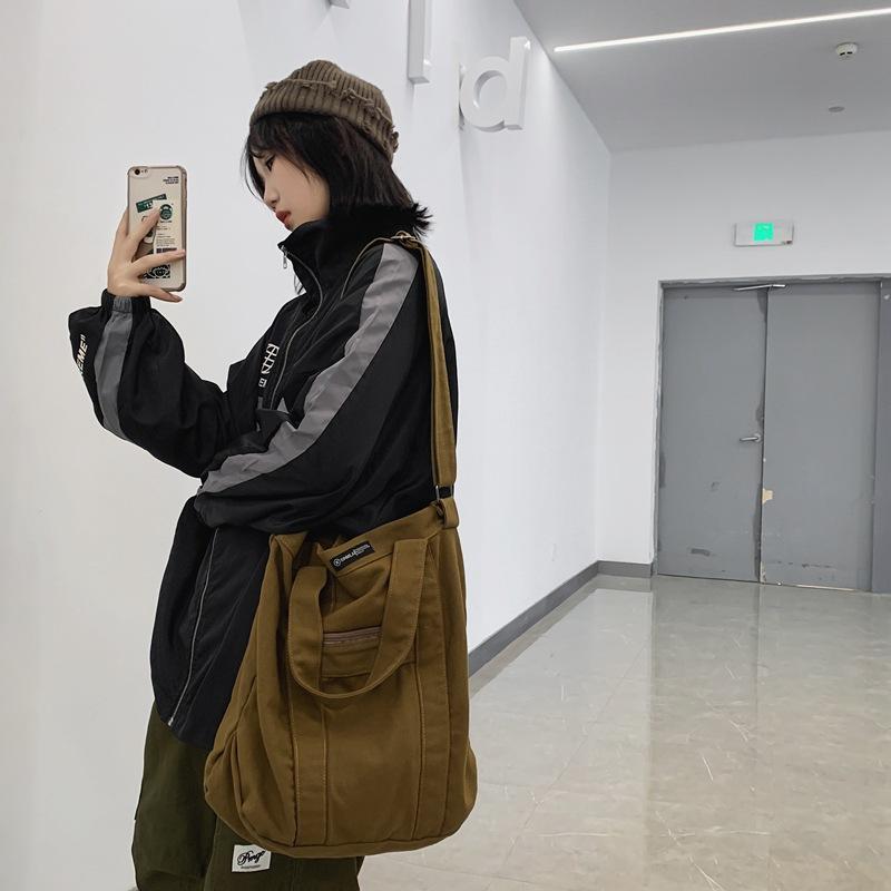 Bolso de Lona Japonés Retro, Bolso de Clase para Estudiante Universitaria, Bolso de Viaje, Bolso de Hombro, Gran Capacidad, Bolso Original de Lona para Alojamiento
