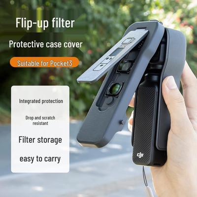 DJI Pocket 3 Protective Case with Magnetic Flip Cover and Screen Plate for Gimbal Camera and Filter Storage.