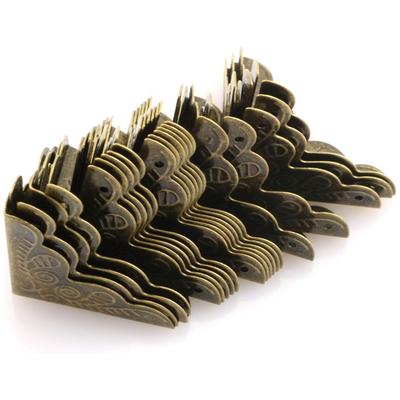 Tegg Box Corner Protector 20PCS Antique Brass Triangle Rattan Carved Wood Case Edge Guard