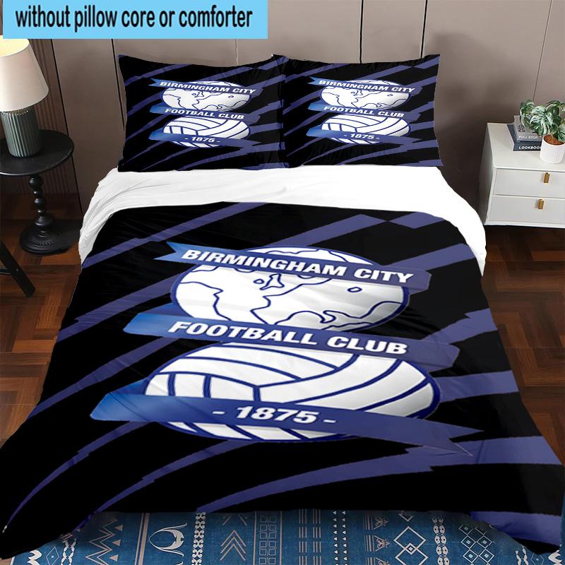 3pcs Birming-ham Football Club Printed Bedding Set Duvet Cover Closure Includes 1 Duvet Cover & 2 Pillowcases Bedding Sets Home Decor Gifts
