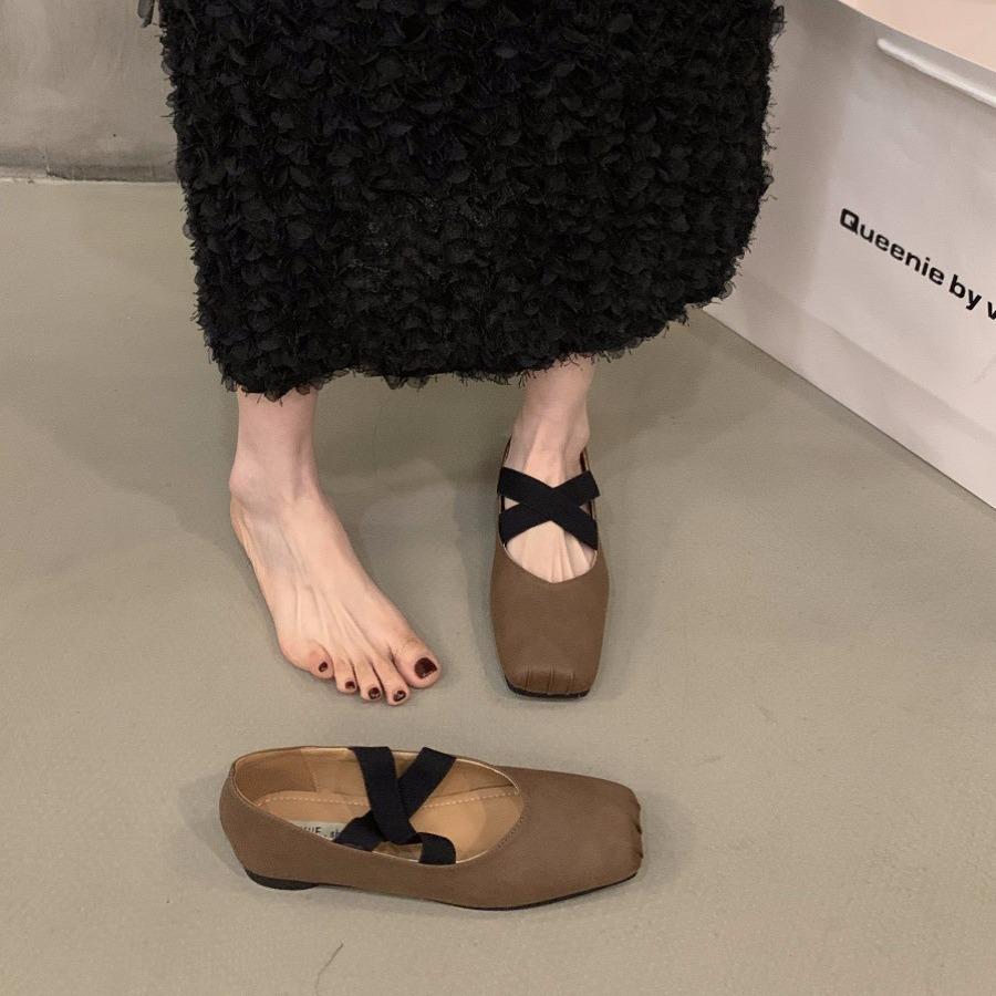 French Flat-soled Ballet Square Head Single Shoes Fairy Shoes 2025 New Spring and Autumn Mary Jane Evening Gentle Shoes