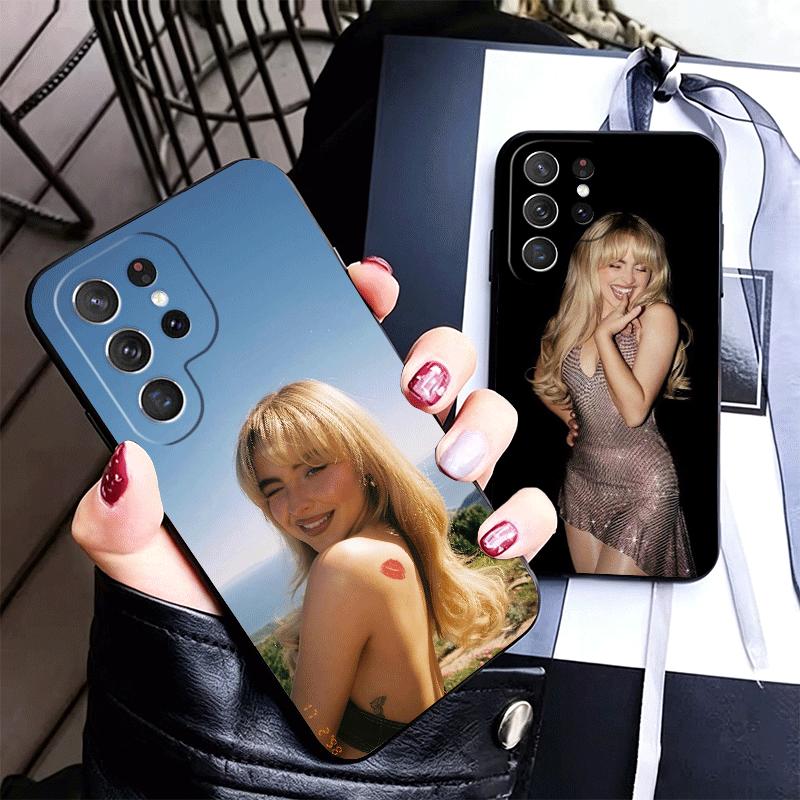 CR66 S-Sabrina C-Carpenter Soft Phone Case for Samsung Galaxy S26 S25 Edge S24 Ultra S23 Plus S22 S21 FE S20 Black Cover Back Sh