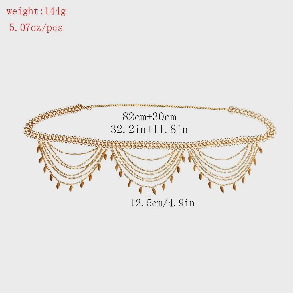 Summer Metal Leaf Ethnic Waist Chain - European & American Multi-Layer Jewelry