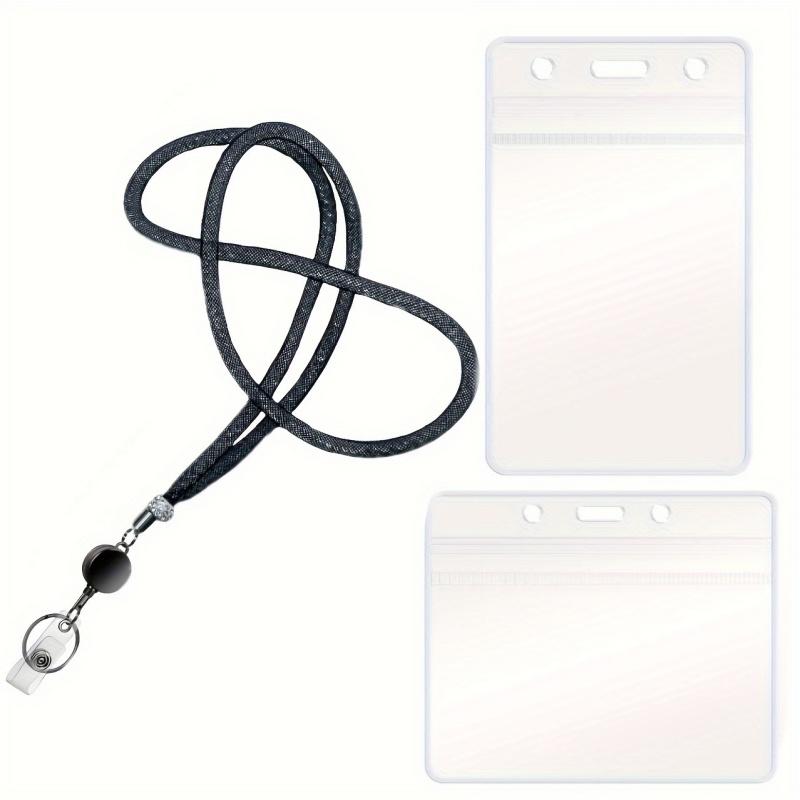 

Rhinestone Lanyard Retractable Keychain Bling Crystal ID Badge Holder Key Chain Neck Lanyard for Women Men Work ID Card чёрный
