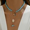European and American personalized soft pottery necklace fashion coconut tree starfish flower pendant long necklace stacked collarbone chain