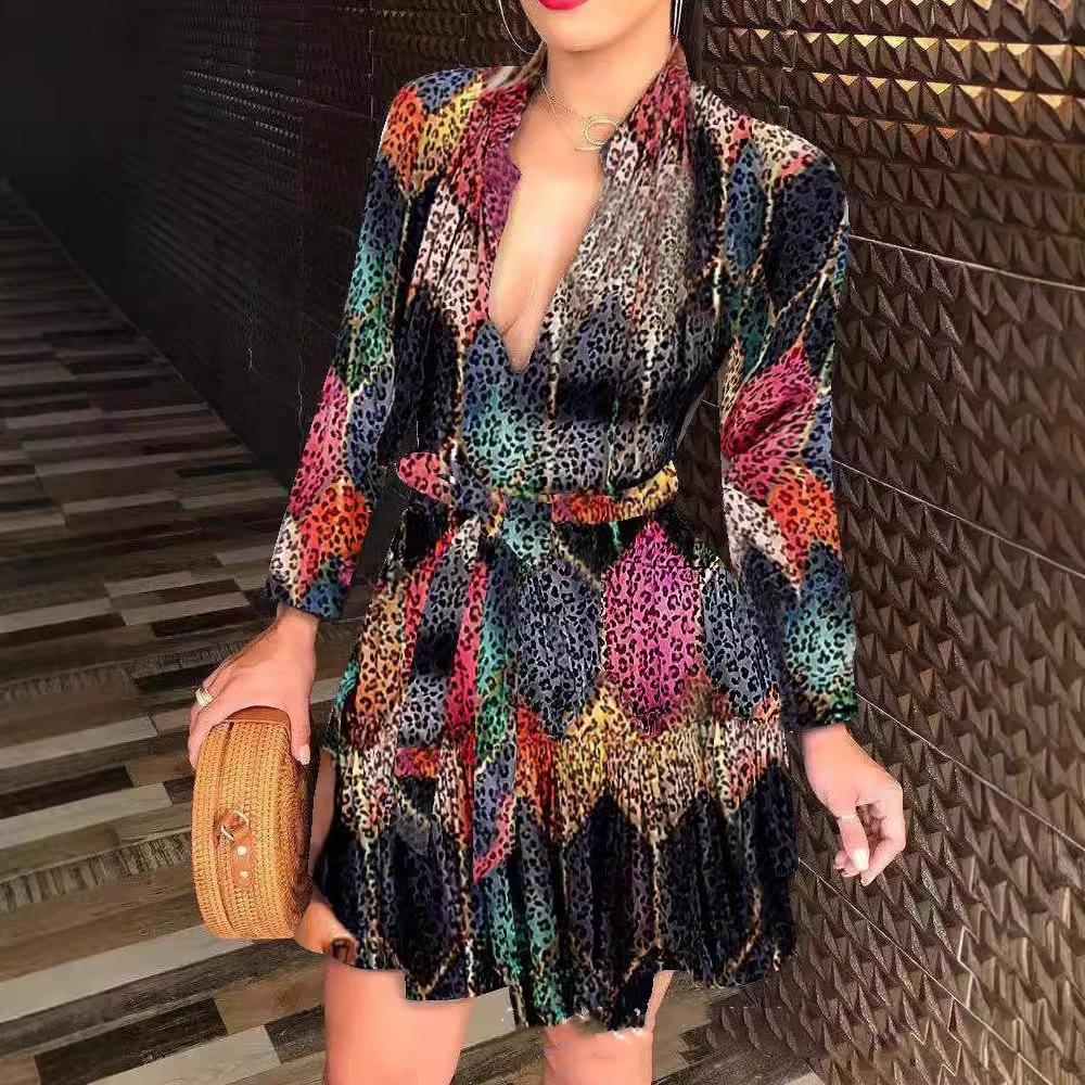 

GMXIA Пляжное праздничное платье осень-зима с длинным рукавом и V-образным вырезом на шнуровке женское короткое модное сексуальное платье XXXL