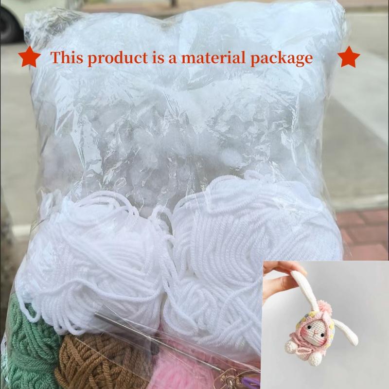 Kreativní Roztomilý Králík Jahoda Panenka DIY Balíček Materiálu Ulevuje od Stresu Ruční Háčkování Tkaní Klíčenka Dětský Dárek