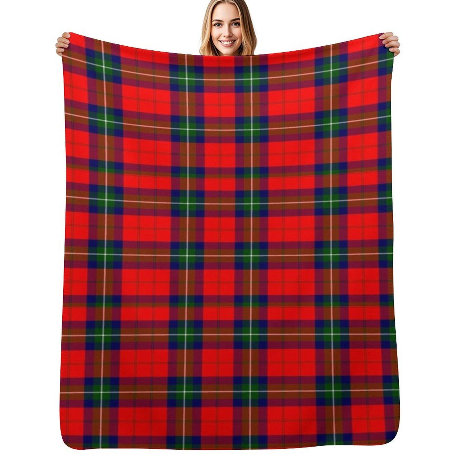 Clan Ruthven Tartan Throw Blanket Summer Cool Breathable Blanket for Sleeping Size: 75*100cm, Weight: 230 GSM