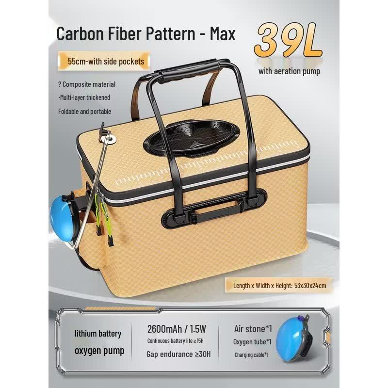 HANDUNYOU Portable Folding Fishing Box with Aerator