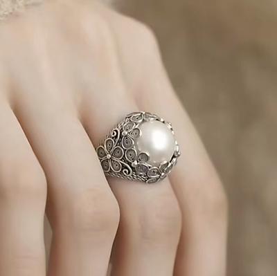 Silk Inlaid Ring Female Niche Retro National Tide Flower Temperament Literary And Artistic Fan Light Luxury High-End Open Ring
