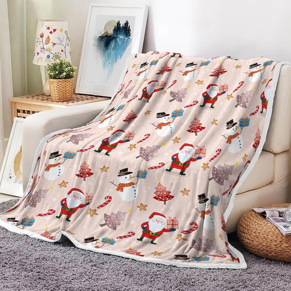 Christmas Blanket, Winter Snowflake Holiday Xmas Throw Blanket, Christmas Santa Claus Blankets Snowflake Xmas Throw Blankets