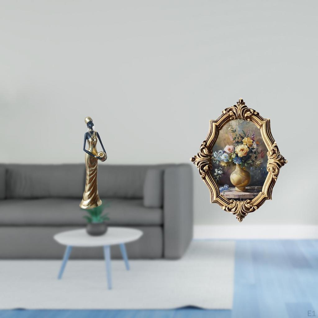 African Tribal Lady Sculpture Figurine with Vintage Resin Photo Frame Art Crafts Collections for