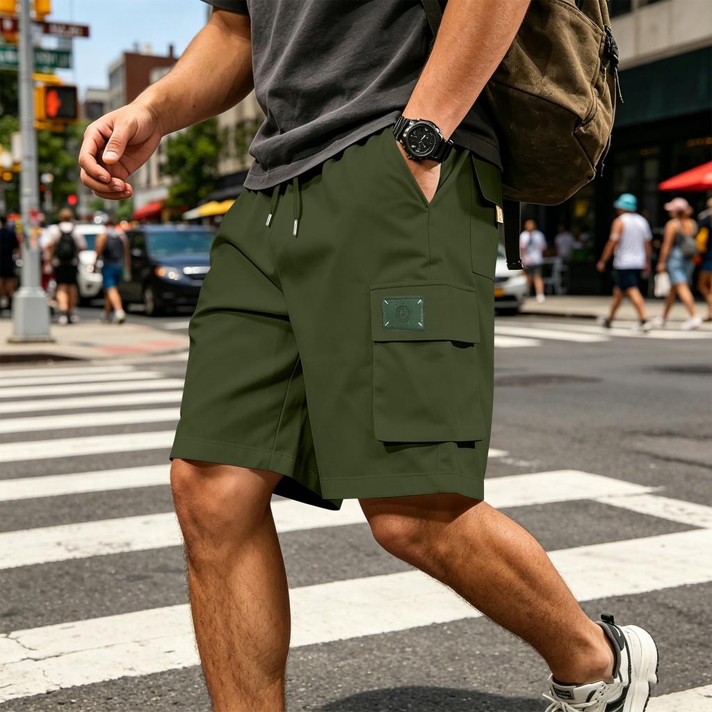 Men Casual Athletic Drawstring Shorts with Multiple Pockets Lightweight Breathable Fabric Comfortable Fit Suitable for Outdoor and Everyday Wear