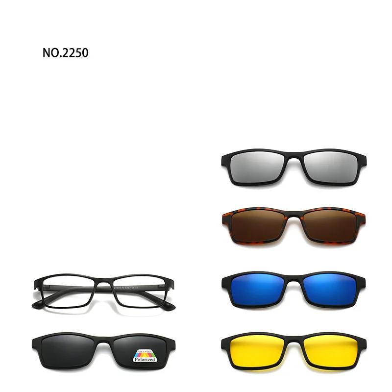 6 In 1 Magnetic Clip Sunglasses prescription Spectacles Men Women Polaroid Night Vision Lenses Glasses