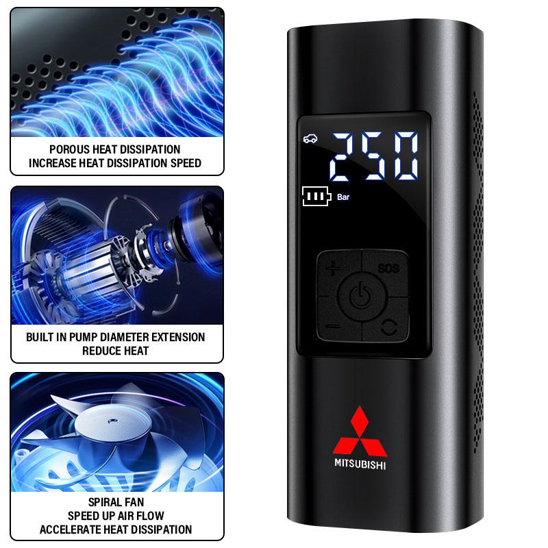 Car Tire Inflator Smart Digital Inflatable Pump Bicycle Boat Air Pump For Mitsubishi Outlander Lancer 10 9 ASX RALLIART Eclipse L200 Pajero