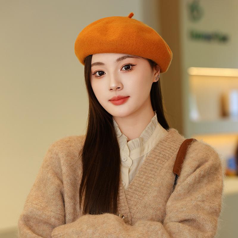Versatile Korean Style Knit Beret for Women – Large, Warm, Gentle Autumn/Winter Hat