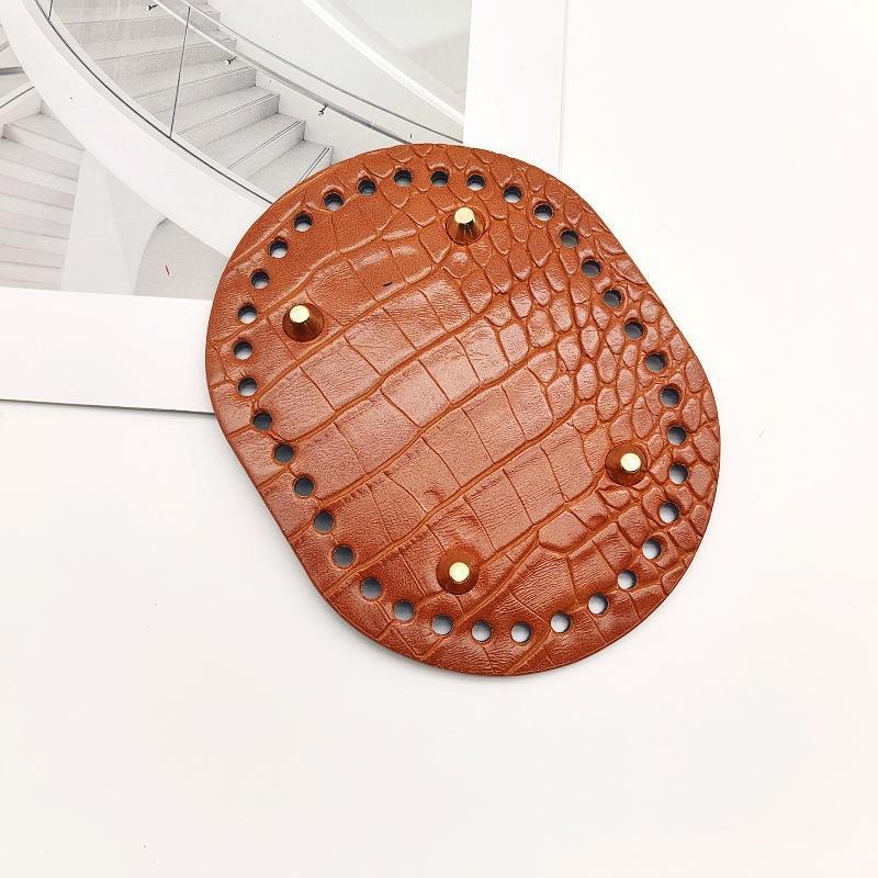 Round Oval Bottom Pu Leather Bag Base With Holes For Diy Home Decoration Handmade Knitted Bag Crochet Bag Bottom Accessories