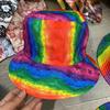 Women Men Bucket Hat Rainbow Color-block Hat Reversible Wearable Basin Hat Summer Outdoor Hat Fashion Colorful Fisherman Hat