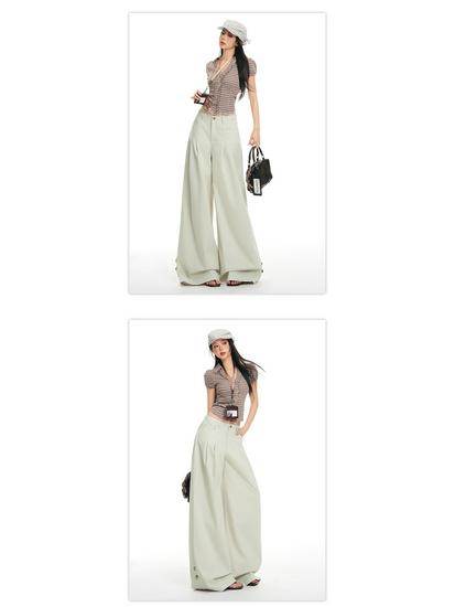 2026 Spring Women's American Style Cuffed Casual Wide Leg Pants - Loose, Comfortable, Slimming Drape