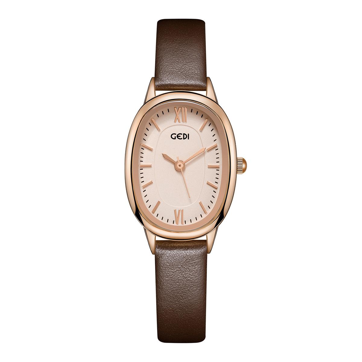 Small Coco Oval Disc Niche Light Luxury Simple Retro Premium Small Leather Quartz Watch