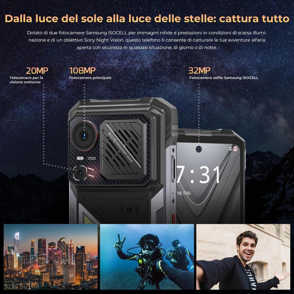 Smartphone Robust HOTWAV Hyper 8 Pro 5G, 32(12+20)GB 512GB Telefon Robust Android 15, 6.78" FHD, 12000mAh