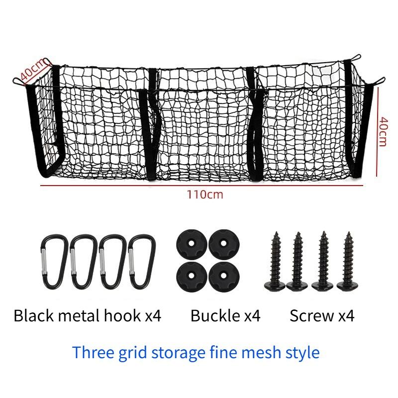 3Pocket Cargo Net Stretchy Trunk Storage Organizer Net Heavy-Duty Luggage Holder with Mount Kit for SUV Pickup Truck Van Toyota