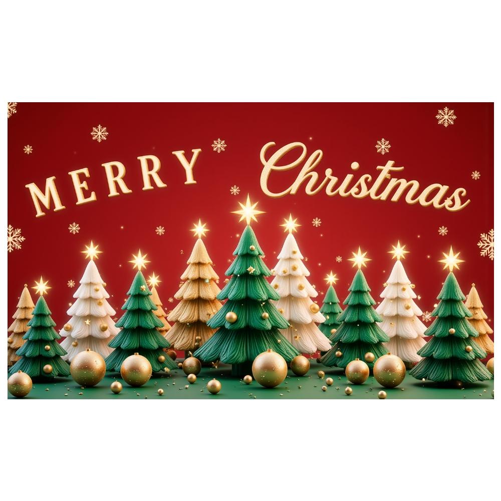 Christmas Event Banner Golden Ornaments Merry Christmas Banner Christmas Photo Banner Colorful Decor For Family Party Indoor