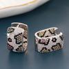 Leopard Print Full Paved Hoop Earrings for Women Trendy Gold Tone Jewelry