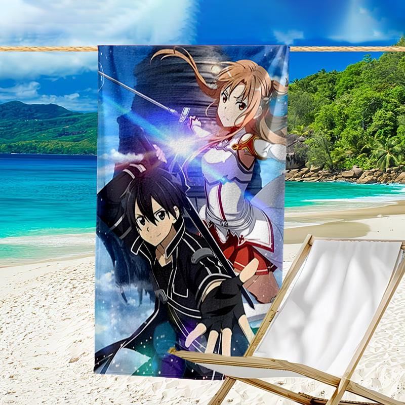 1pc Sword Art Online2 Beach Towel, Beach and Seaside Swimming Pool Equipment, Fashion Pattern, Rectangular, Travel Essentials