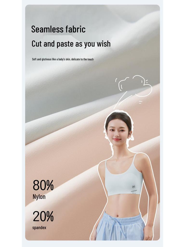 Youth Seamless Training Bra: Soft, Fixed Padded Cups, Adjustable Straps, No Underwire, Student Vest Innerwear for All Puberty Stages.