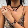 Ethnic Wind Turquoise Double Layer Korean Velvet Collarbone Chain Choker Sweet Cool Simple Necklace Female Jewellery