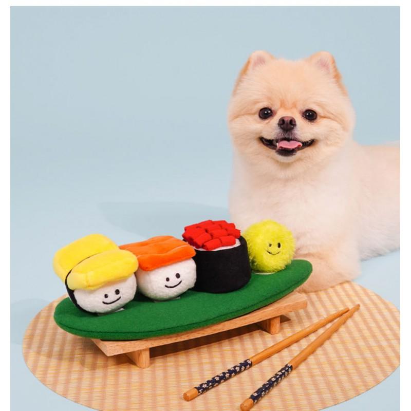 Plush Sushi Set Dog Chew Toy Teething Puppies - Interactive Snack Hiding Scent Tracking